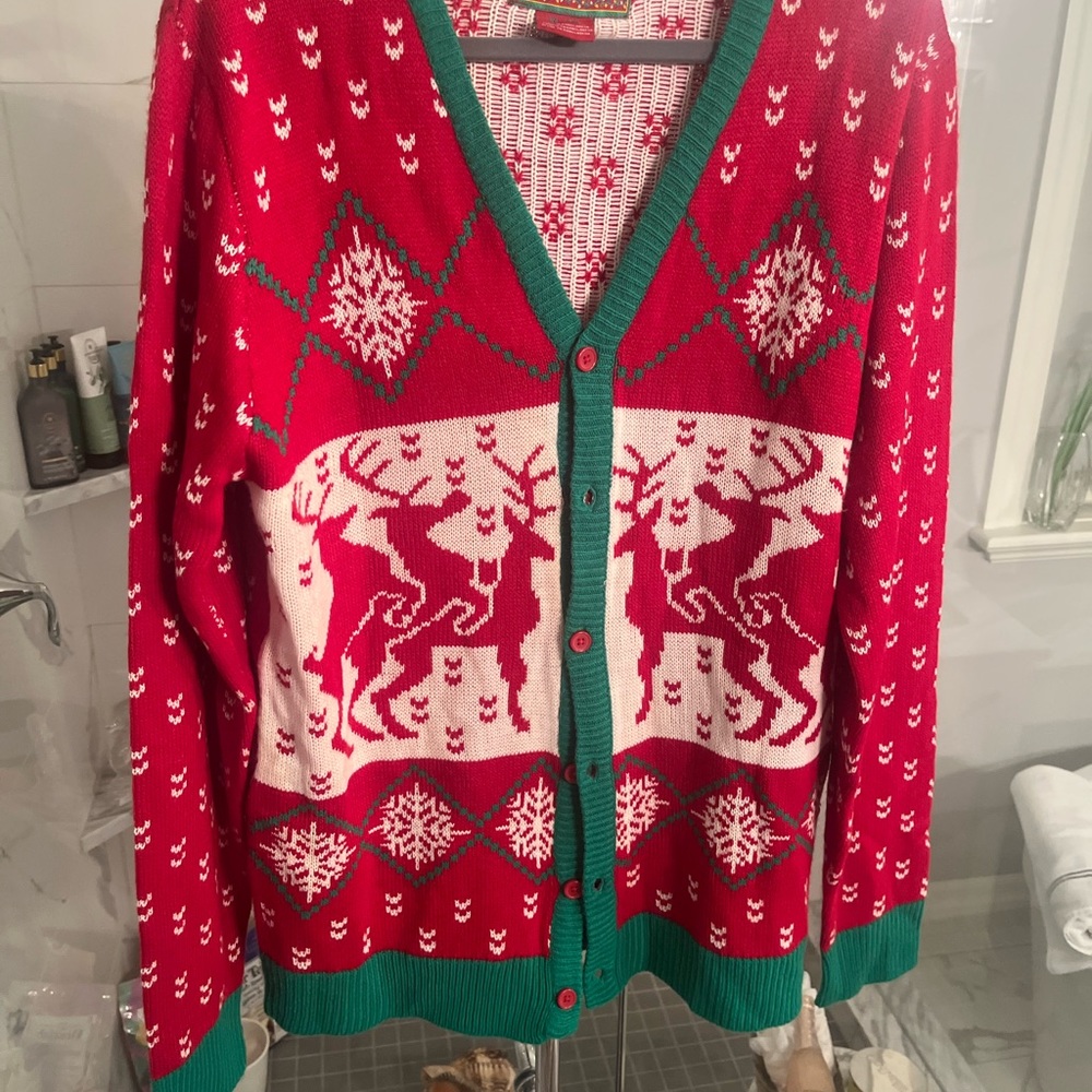 Happy holidays🎁 ugly Christmas sweater size extra large cardigan style🎁